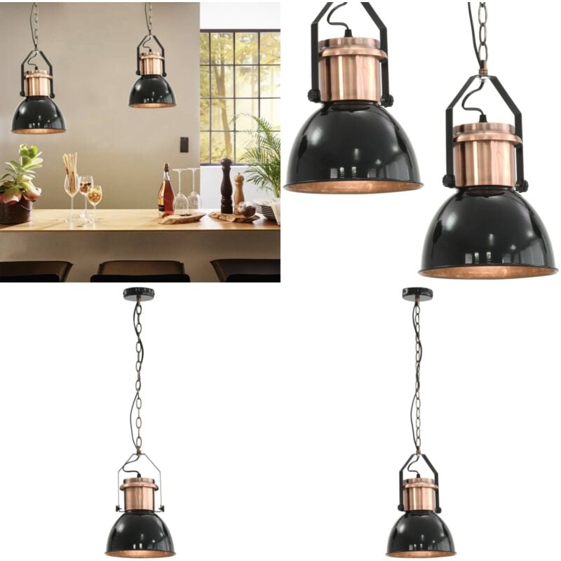 Vidaxl - Deckenlampe 2 Stk. Schwarz Rund E27 - Pendelleuchte - Deckenlampe - Wohnzimmerlampe - Küchenlampe - Esszimmerlampe - Home & Living