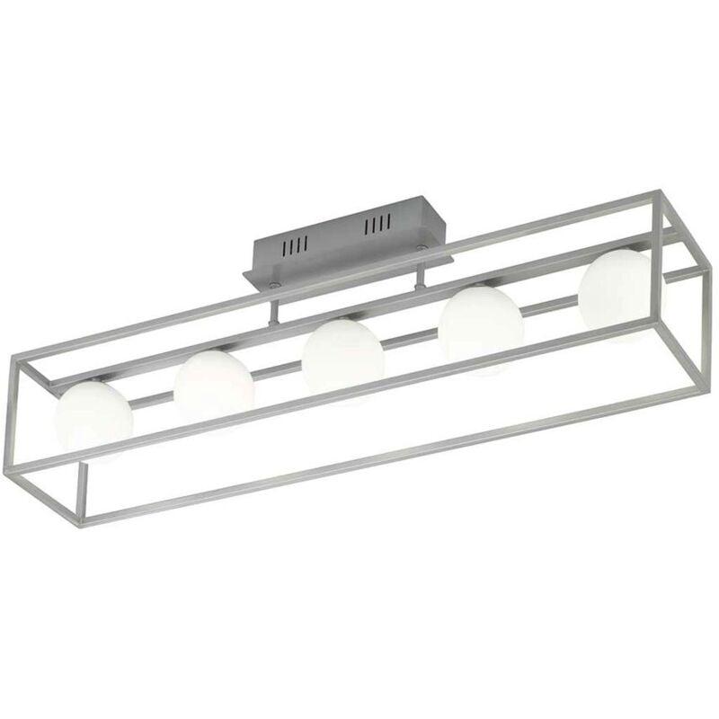 Deckenleuchte Wohnzimmerlampe led Glas Deckenlampe silber Deckenlampe, Metall Glas , 5x led 3,5W 320Lm 3000K, HxBxT 24x87x16 cm Wofi 9341.05.64.8000