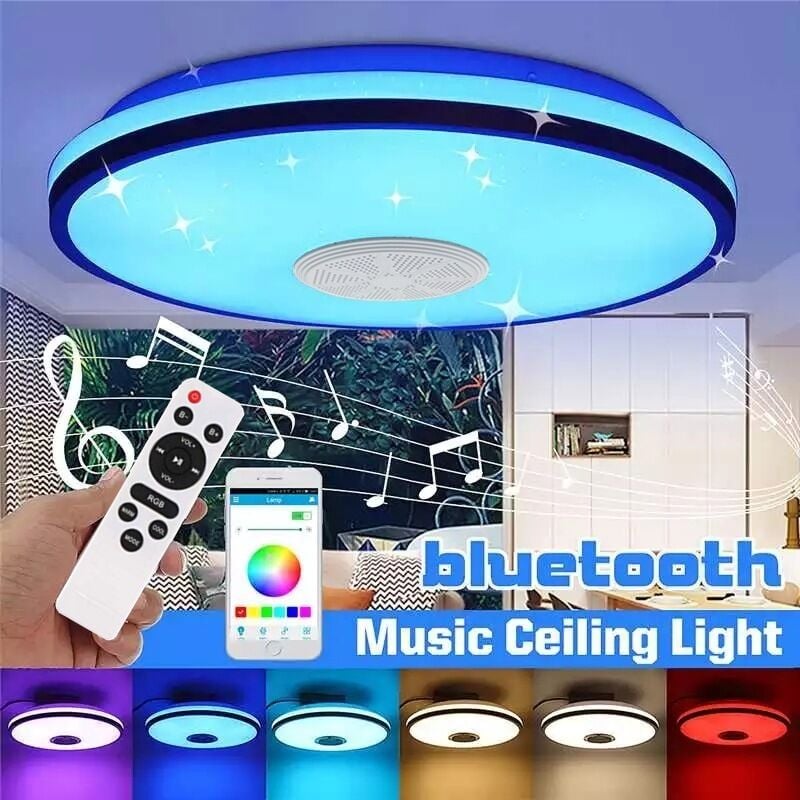 Deckenleuchte, 1 Stück, wasserdichte Deckenleuchte IP54, 72 W, 34 cm, 220 V, RGB, bunt, Bluetooth-Musikwiedergabe, runde LED-Deckenleuchte für