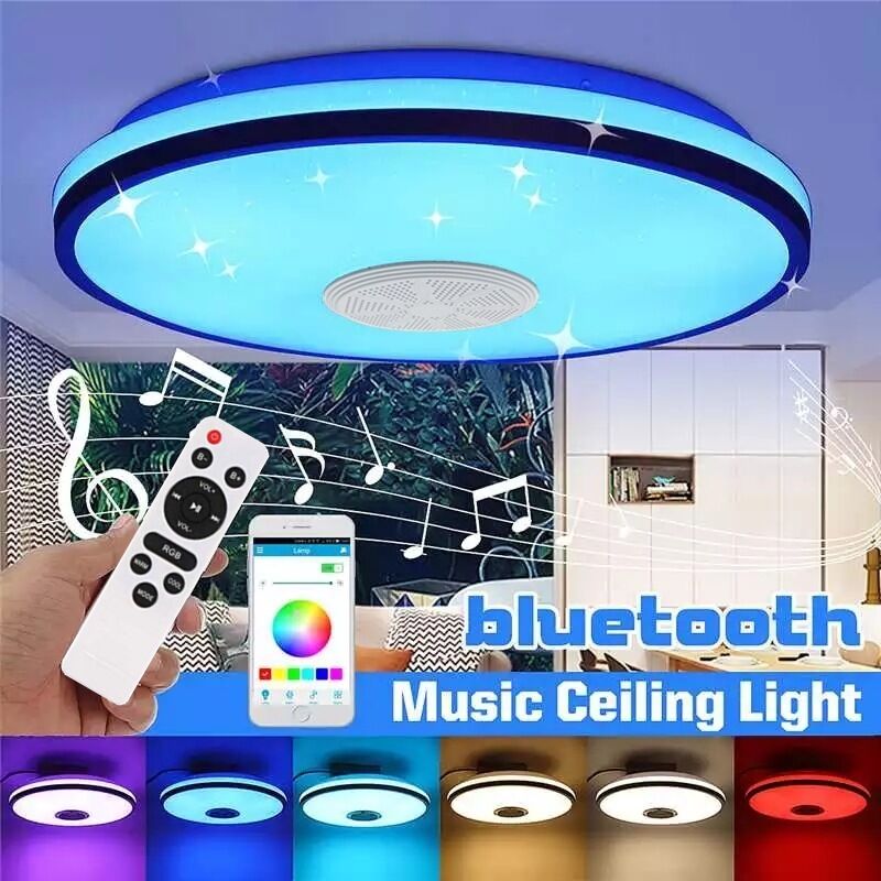 Deckenleuchte, 1 Stück, wasserdichte Deckenleuchte IP54, 72 W, 34 cm, 220 V, RGB, bunt, Bluetooth-Musikwiedergabe, runde LED-Deckenleuchte für