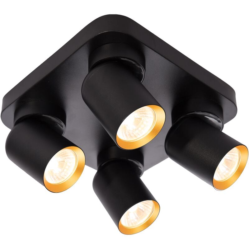 Deckenleuchte Andy 4xGU10 Quadratisch Schwarz + Gold