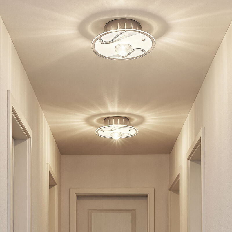 Deckenleuchte Deckenleuchte Kristallleuchte Designleuchte Metall, Spiegelglas, Glaskristalle, Glas 1x G9, d 18 cm, 2er Set