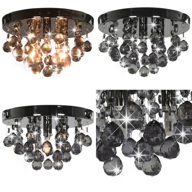 Vidaxl - Deckenleuchte mit Rauchschwarzen Perlen Schwarz Rund G9 - Deckenleuchte - Wohnzimmer Deko - Moderne Lampe - Schwarze Lampe - Runde Lampe