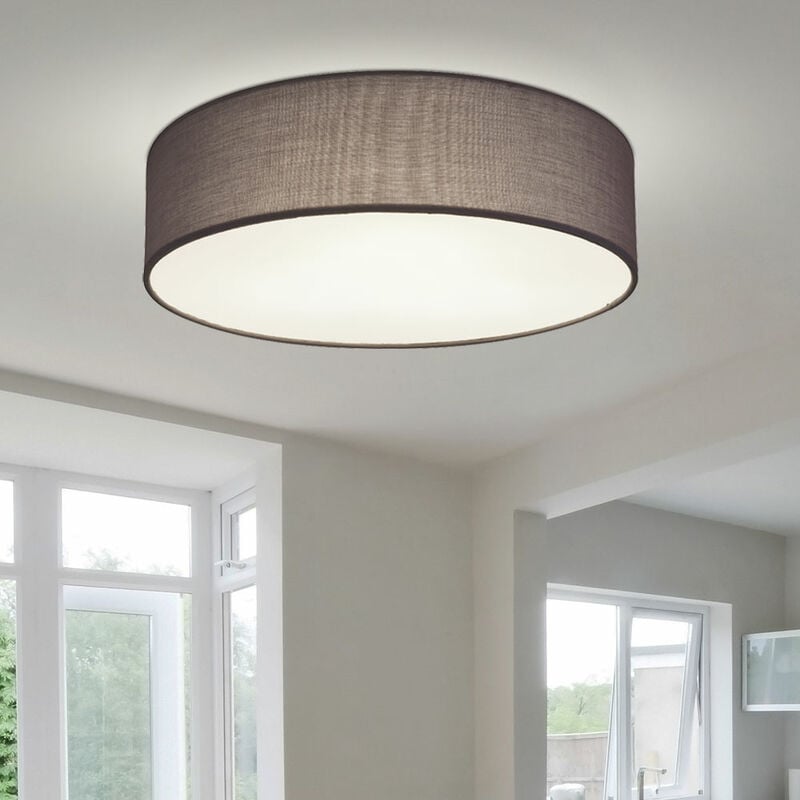 Deckenleuchte Stoff anthrazit Lampe Wohnzimmer Beleuchtung Deckenleuchte Schlafzimmer Modern, Textil anthrazit weiß, rund, 3x E27, DxH 40x10 cm