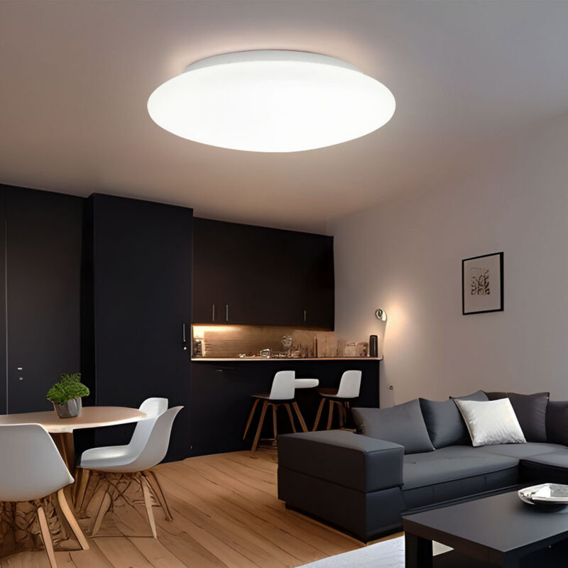 Etc-shop - Deckenleuchte Wohnzimmerlampe Esszimmerlampe Schlafzimmerleuchte Deckenleuchte Flurlampe, Metall Glas weiß rund, 1x led 18W 1380Lm 3000K