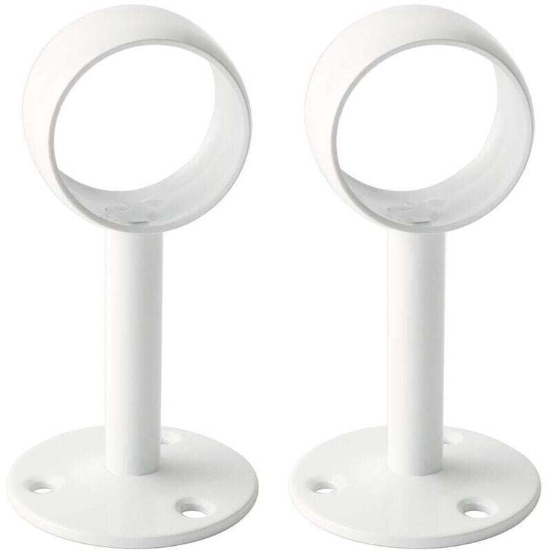 Deckenmontierte Gardinenstangenhalterung, Gardinenstangenstütze mit Schrauben für Gardinen und Kleiderschränke, glänzend weißer Edelstahl, 32 mm