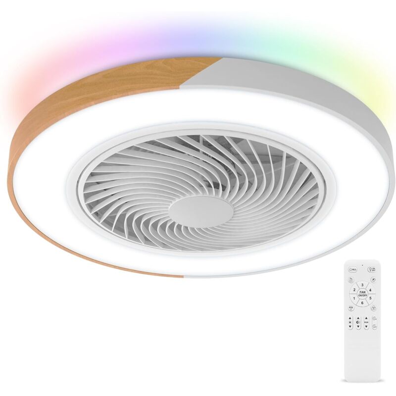 Deckenventilator, Deckenventilator mit LED-Beleuchtung, 6 Windgeschwindigkeiten, 18-W-LED, 3000–6000 K