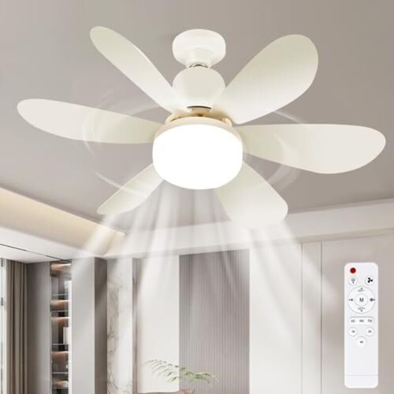 Deckenventilator mit integriertem Ventilator, leiser LED-Deckenventilator mit Licht und Fernbedienung, 3 Dimmstufen, 3 Windgeschwindigkeiten,