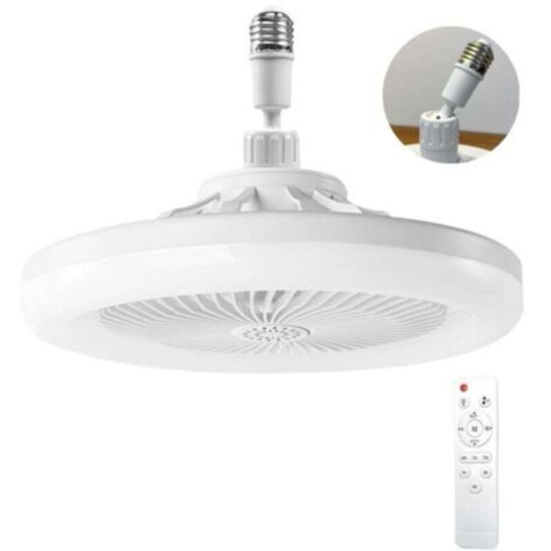 Deckenventilator mit Licht, Deckenventilator mit Fernbedienung, leiser Deckenventilator, dimmbare LED-Deckenleuchte E27, 3 Geschwindigkeitsstufen,
