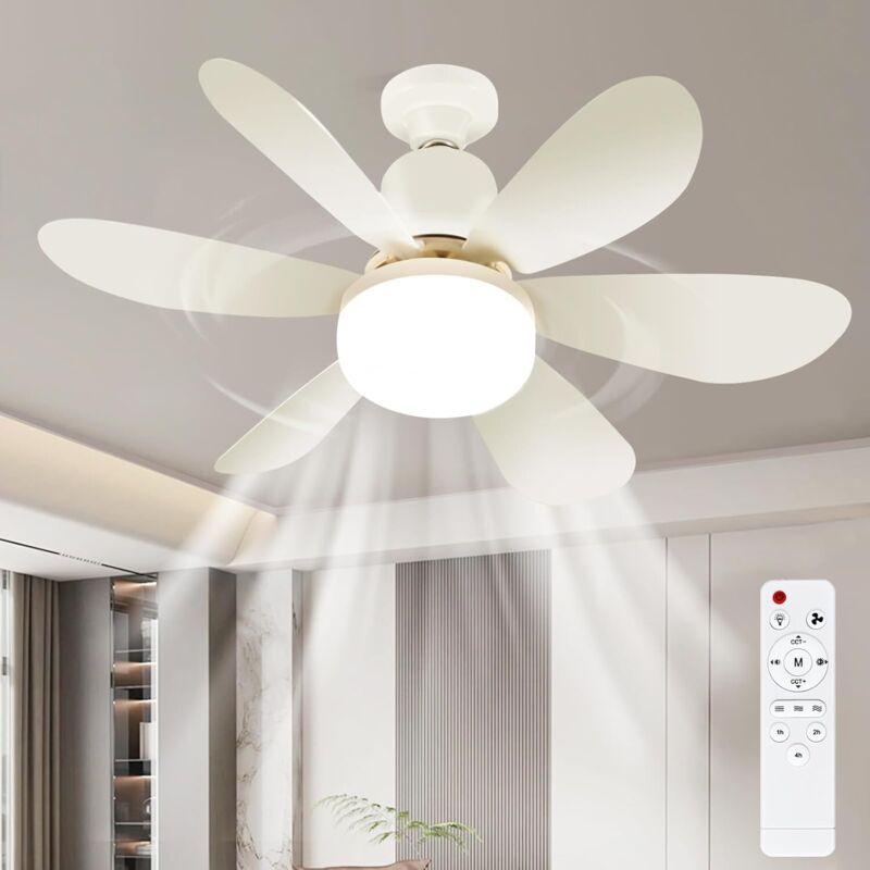 Deckenventilator mit Licht, Deckenventilator mit Licht, Deckenventilator mit Fernbedienung und Licht, leise, 3 Geschwindigkeiten und 3
