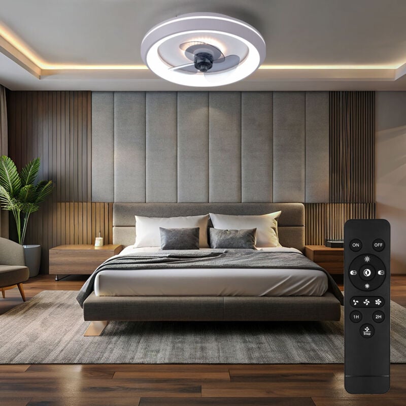 Deckenventilator mit Licht Lampen mit Ventilator Deckenventilator mit Fernbedienung und Deko led in blau-weiß, Dimmbar cct Timer, 41 Watt led 2216lm