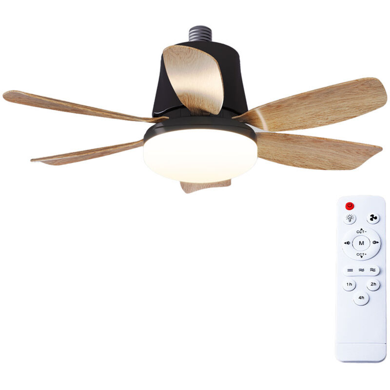 Deckenventilator mit Licht und Fernbedienung, dimmbare LED-Glühbirne, 3 Farben 3000 K – 6500 K, 1550 Lumen, Deckenventilator zum Einschrauben für