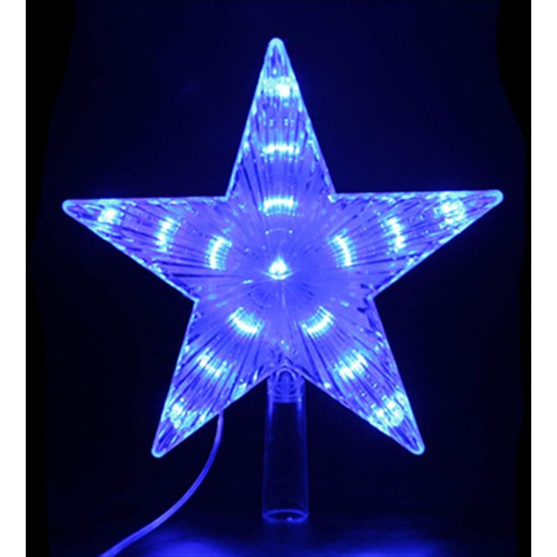 Weihnachtsbaumschmuck Flash Stern Dekoration Licht Glitzer Stern LED Weihnachtsbaum Topper Dekoration Baumspitze für Weihnachten Heimdekoration, Blau