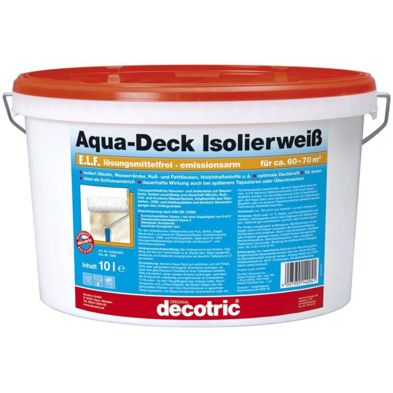 Decotric Aqua-Deck Isolierweiß 10 L weiß Wandfarbe