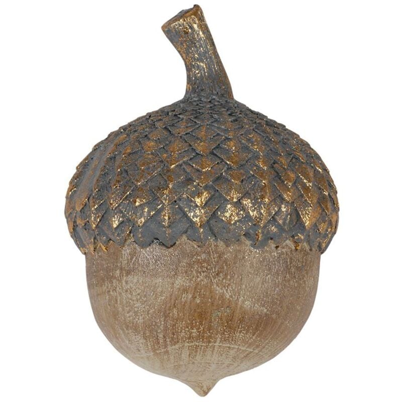 Deko-Eichel Dekofigur Herbstdeko Winterdeko Weihnachtsdeko Tischdeko Dekozapfen - gold/grau