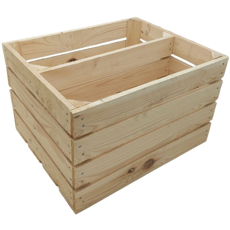 Buri - Deko-Holzkiste natur geflammt Obstkiste Weinkiste Beistelltisch Schuhregal Deko - natur - geteilt, 50 x 41 x 31.5 cm