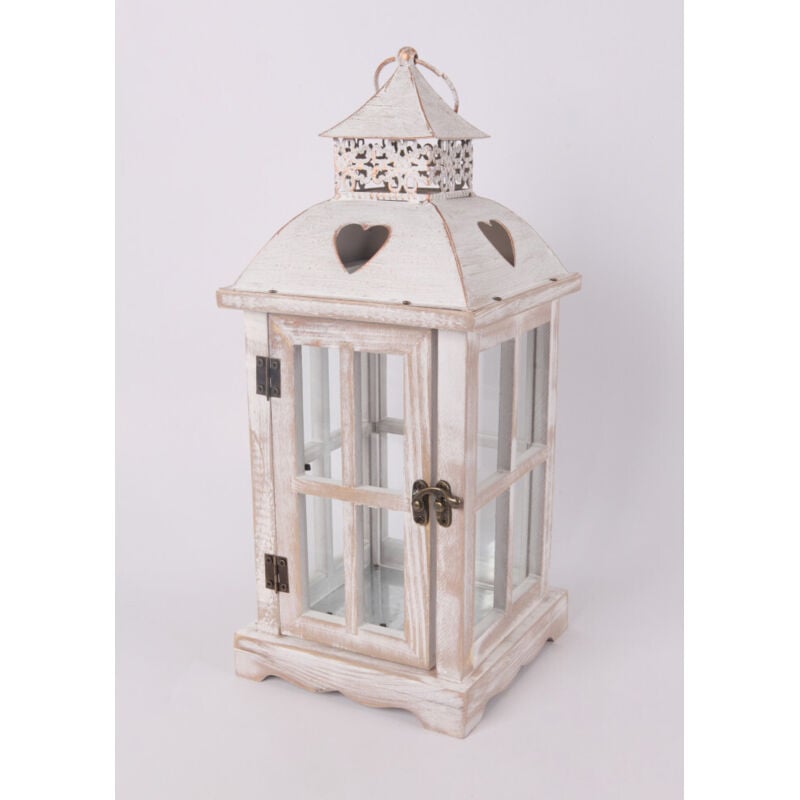 Deko Laterne Holz 38 x 17 cm weiß Laterne