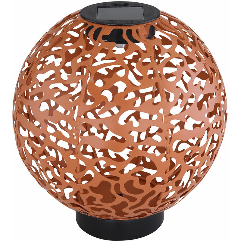 Deko-Solarkugel aus Metall led Lampe Außenlampe Garten Deko Solarleuchte für Außen, orientalische Dekorstanzungen Ton-Design rot-braun, 1x led