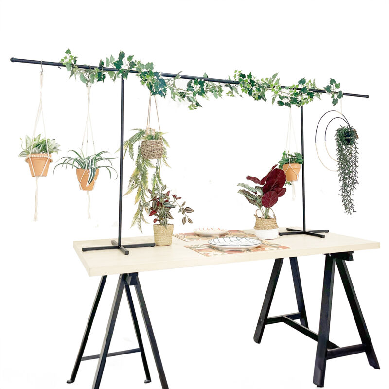 Deko Tischgestell in schwarz mit Fuß - Länge 220-250cm - Dekorations-Halter aus Metall ausziehbar - Tisch Dekoration Halter für Weihnachten Geburtstag