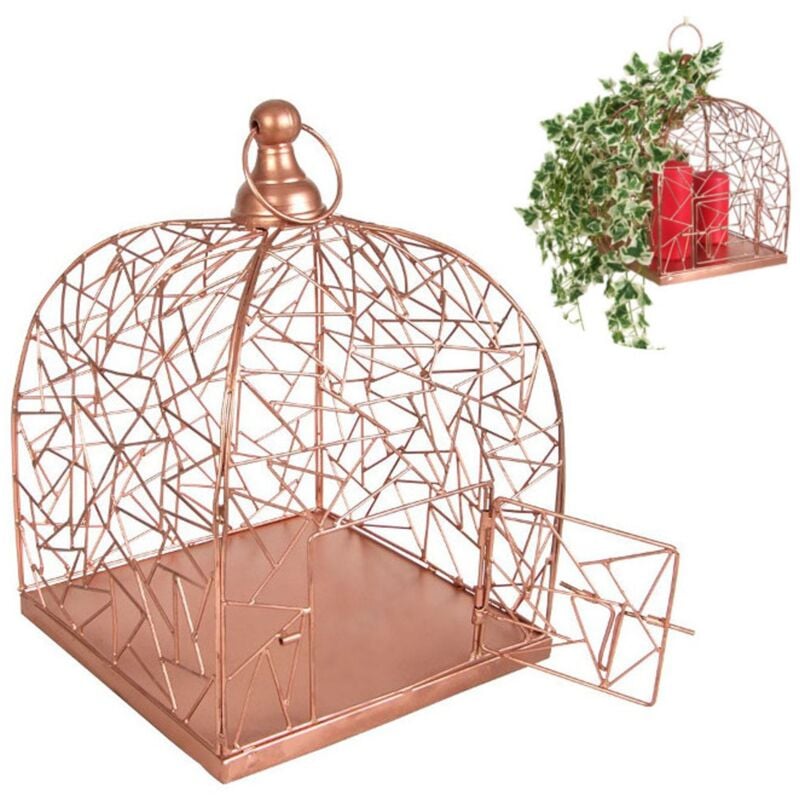 Deko-Vogelkäfig 26x36cm Kupferfarben Pflanzkäfig Blumenkorb Kerzenhalter Voliere