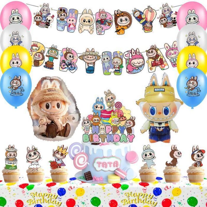 Dekoration Labubu Geburtstag, Festdekoration Geburtstag, Luftballon Dekoration Labubu, Ballons Geburtstag