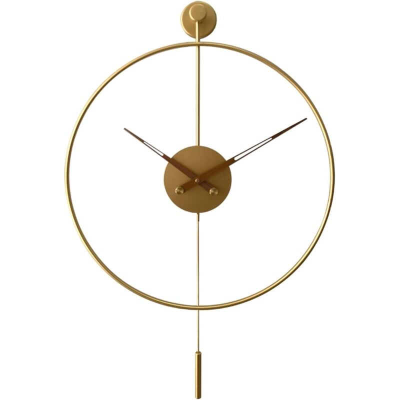 Dekorative Wanduhr mit Pendel, moderne, geräuschlose Metall-Wanduhr ohne Ticken für das Wohnzimmer – 50 cm