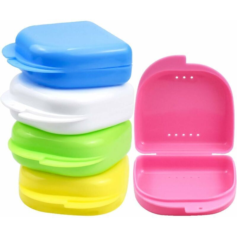 Dental Appliance Box, 5 Stück Schlanke Zahnprothesenboxen, Aufbewahrungsboxen für Zahnprothesen, kieferorthopädische Halterungen, Mundschutz - Mit