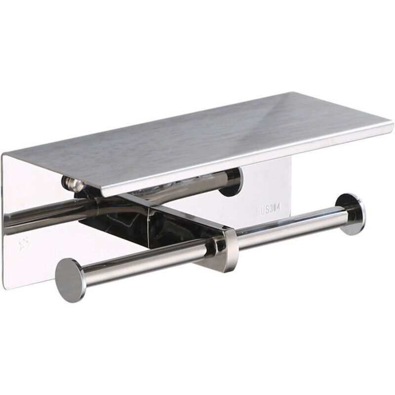 Der Toilettenpapierhalter aus Edelstahl bietet Platz für ein Mobiltelefon (25109,5).