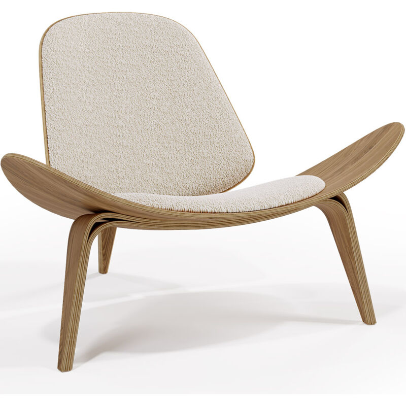 Privatefloor - Designer-Sessel - Skandinavischer Sessel - Stoffbezug - Lucy Weiß