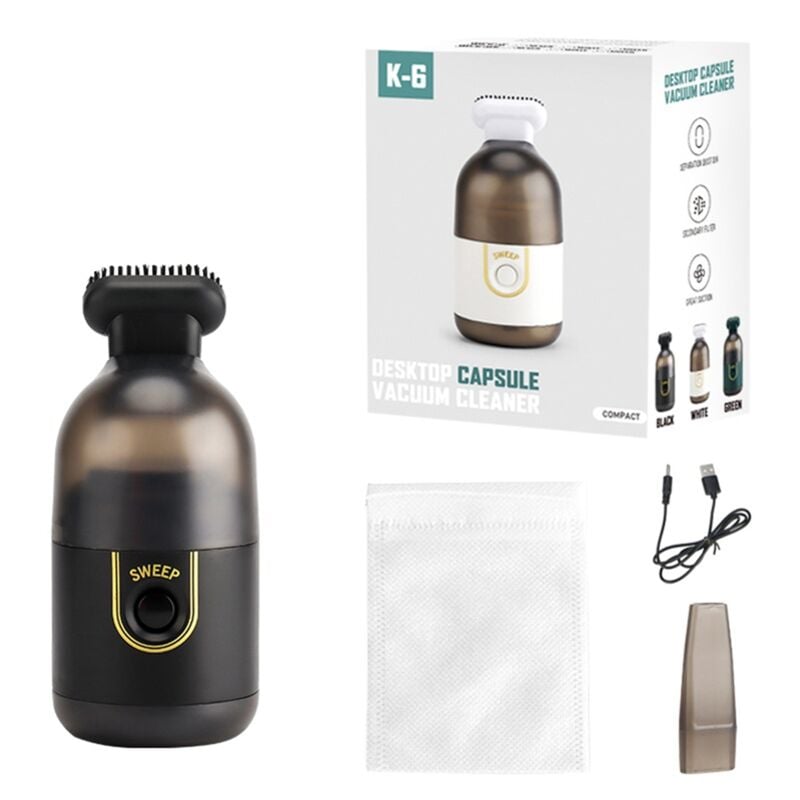 Desktop-Reinigung Desktop-Mini-Staubsauger Tragbare Handreinigungsmaschine Büro Fahrzeug Zuhause Kabellos Schwarz