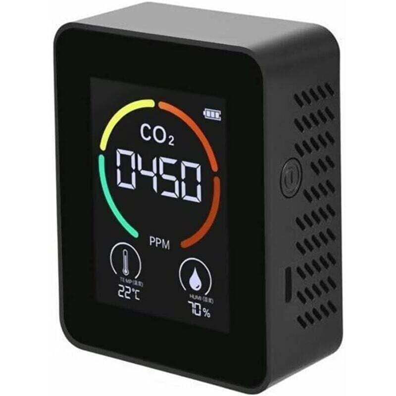 Détecteur de CO2 shining house – Détecteur de dioxyde de carbone – Moniteur de température et d'humidité – Mesure rapide du CO2 – Noir