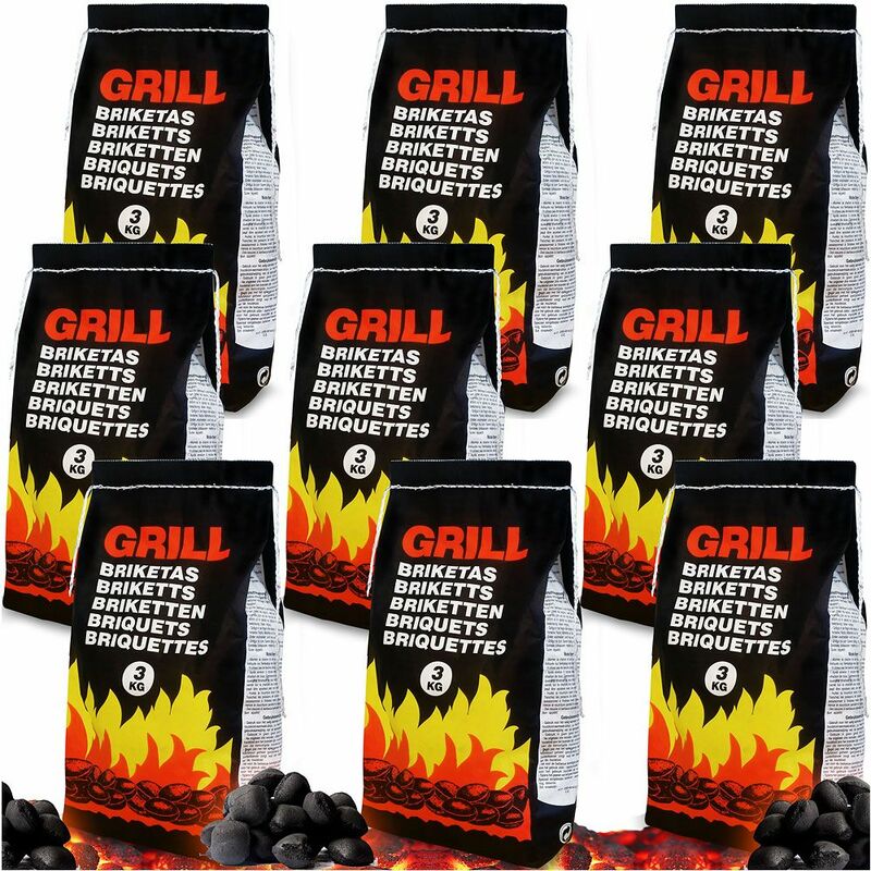 Markenartikel - Deuba 27 Kg Grillbriketts 9 x 3kg Holzkohle Grillkohle Holzkohlebriketts Holzkohlegrill Grill