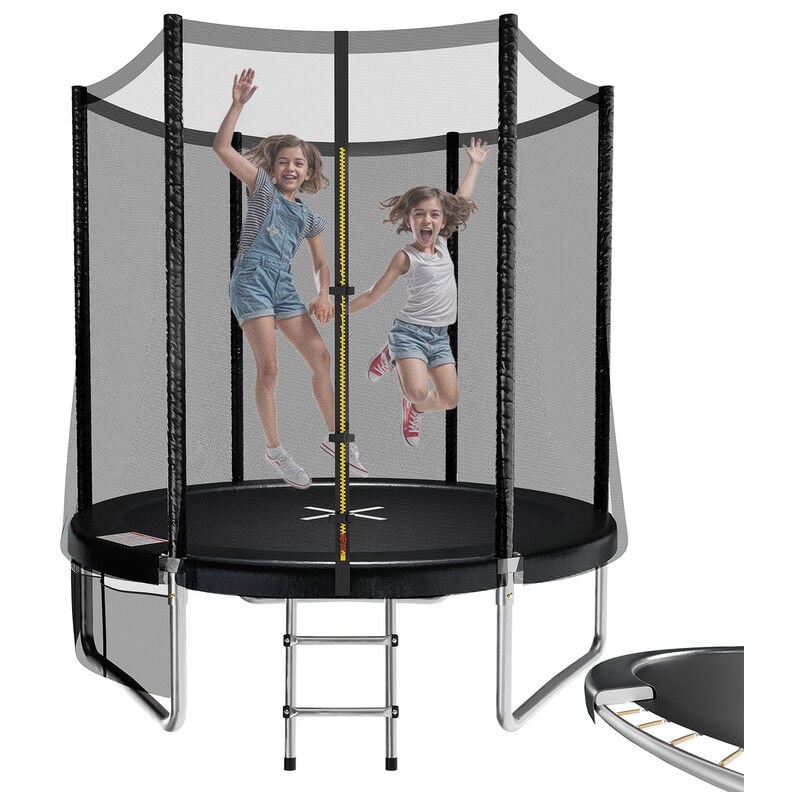 Devoko - Trampolin für den Außenbereich Kinder Ø183 cm/6 ft, Trampolin für den Garten, komplettes Zubehörset: Sicherheitsnetz, Leiter, Randabdeckung,