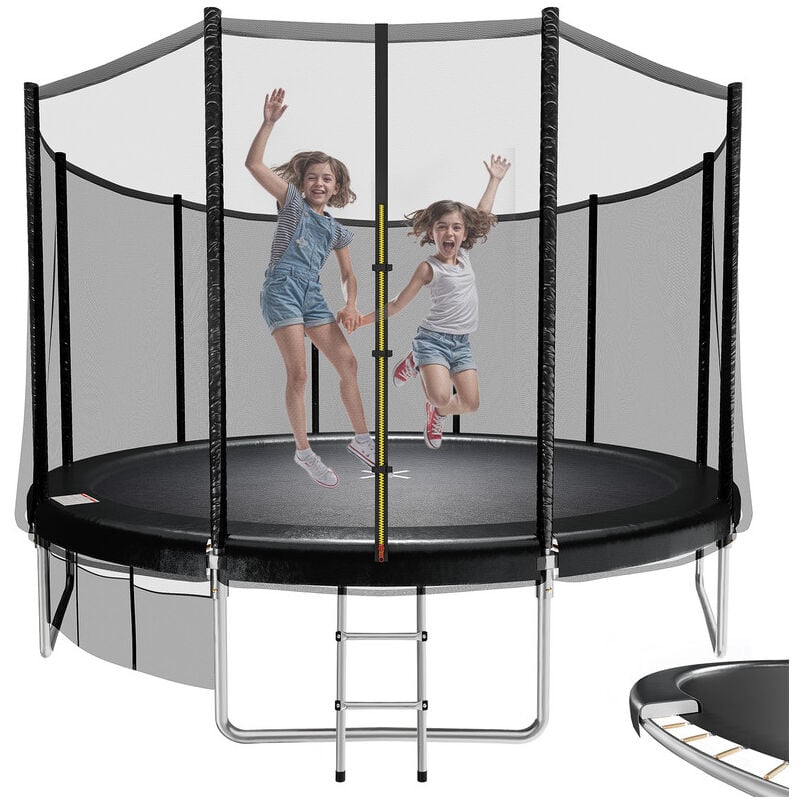 Devoko - Trampolin für Kinder im Freien Ø366cm/12ft, Trampolin für den Garten, komplettes Zubehörset: Sicherheitsnetz, Leiter, Randplane, max.