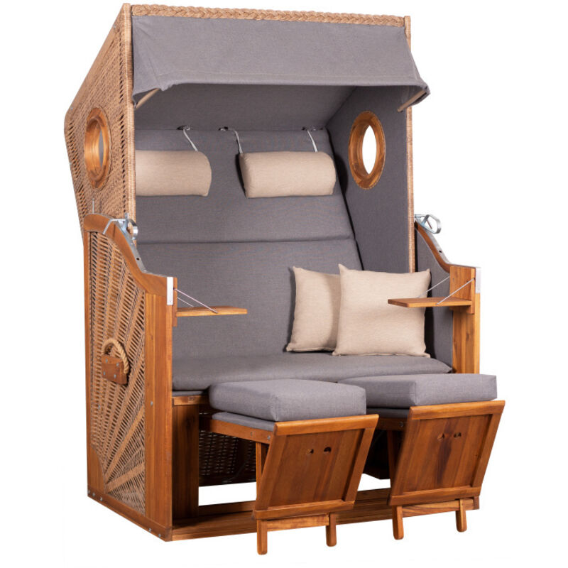 deVries Strandkorb ''TREND 45'' PE walnut Des. 751 mit Bullaugen 120 x 80 x 155 cm