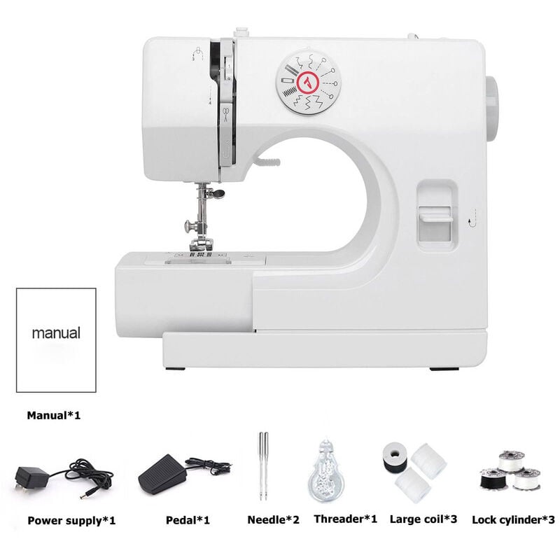 725 Haushalts-Mini-Nähmaschine Elektrisch 12 Stiche Nähmaschine mit Fußpedal EU-Stecker - Dewin