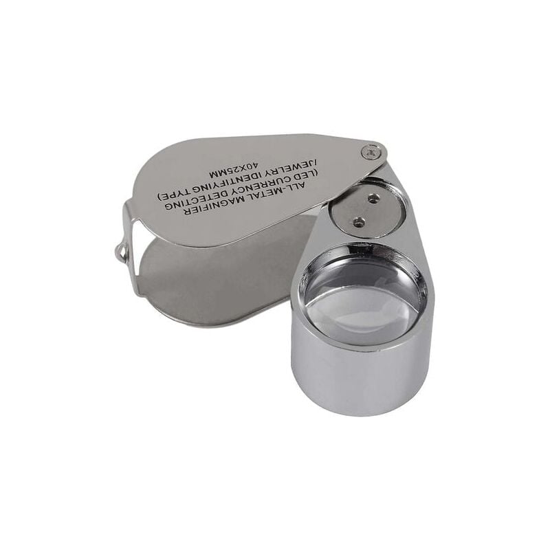 Dhrs Juwelierlupe, 40-fache Vergrößerung, Metall, Klapplupe mit led- und UV-Licht, Lupe für Diamanten, Juweliere, Münzen, Briefmarken