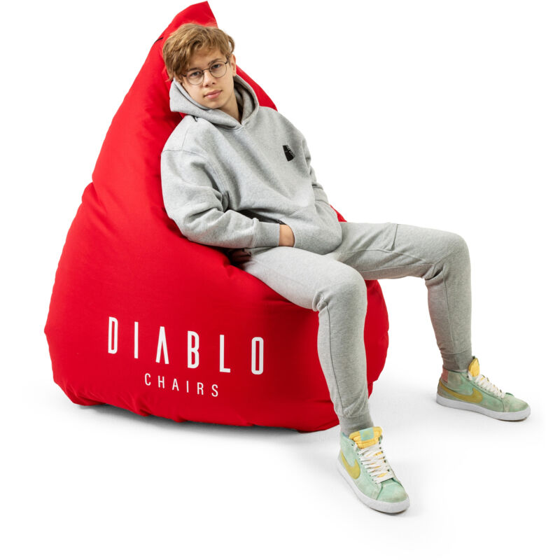Gaming Sitzsack xxl Sitzsack mit Füllung Gaming Sessel Kindersitzsack Beanbag eps Perlen Polyester 110 cm x 100 cm (Rot) - Diablo