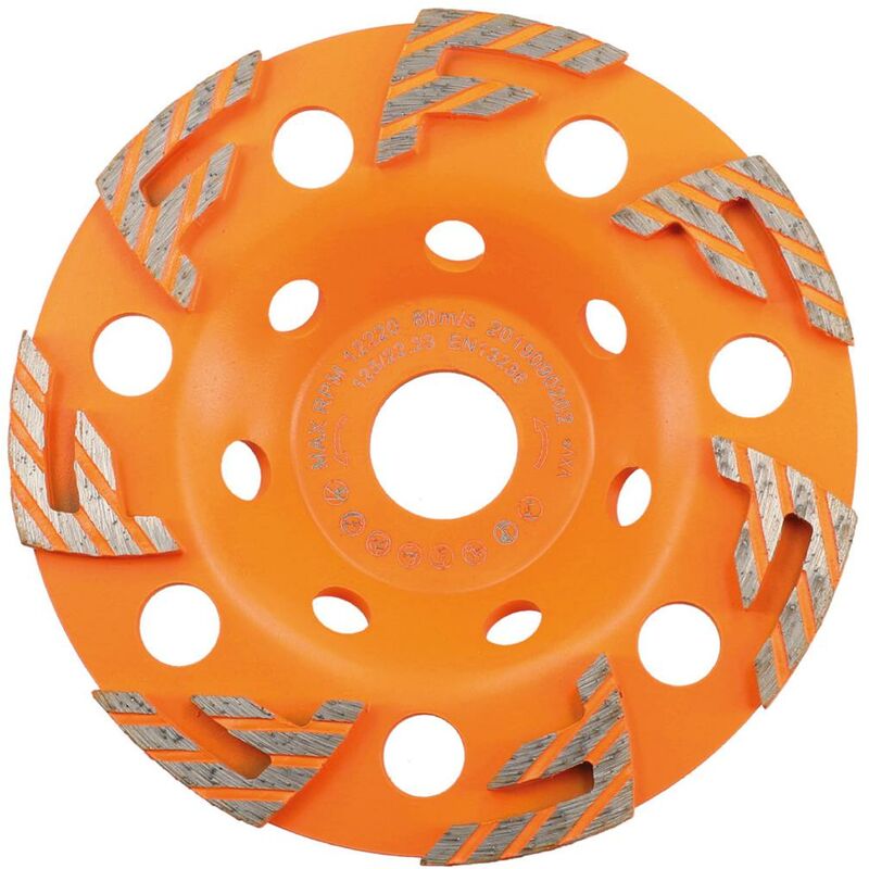 Btec - Diamantschleiftopf fast grinder 125x22,23mm Diamanttopfschleifer Schleifscheibe F-Segment Beton Estrich Granit - Orange