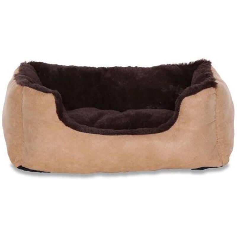 Lionto Hundebett, Hundekissen, Hundekörbchen mit Wendekissen, Größe (s) 50x37 cm Farbe braun/beige
