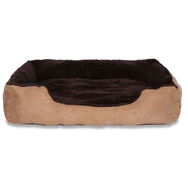 Lionto Hundebett, Hundekissen, Hundekörbchen mit Wendekissen, Größe (xl) 90x70 cm Farbe braun/beige