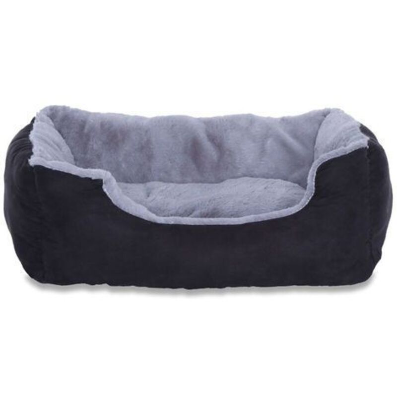 Lionto Hundebett, Hundekissen, Hundekörbchen mit Wendekissen, Größe (s) 50x37 cm Farbe grau/schwarz