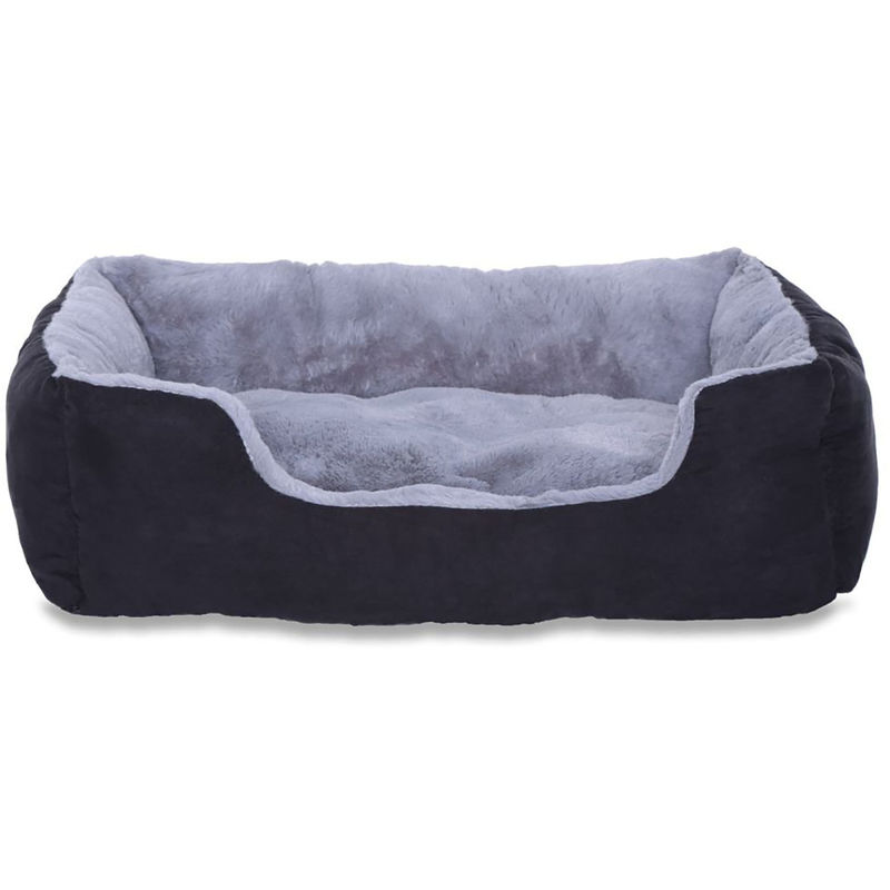 Lionto Hundebett, Hundekissen, Hundekörbchen mit Wendekissen, Größe (l) 75x60 cm Farbe grau/schwarz