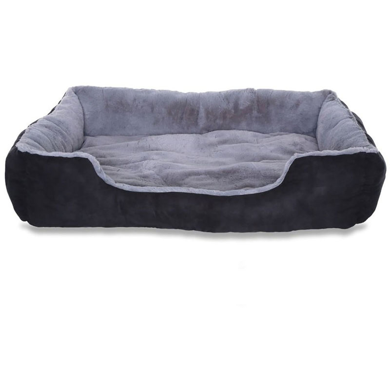 Lionto Hundebett, Hundekissen, Hundekörbchen mit Wendekissen, Größe (xl) 90x70 cm Farbe grau/schwarz