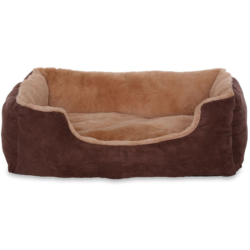 Lionto Hundebett, Hundekissen, Hundekörbchen mit Wendekissen, Größe (m) 60x48 cm Farbe beige/braun