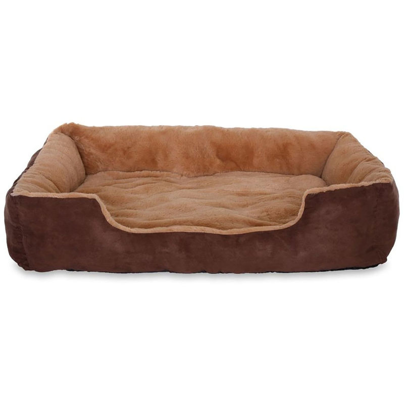 Lionto Hundebett, Hundekissen, Hundekörbchen mit Wendekissen, Größe (xl) 90x70 cm Farbe beige/braun