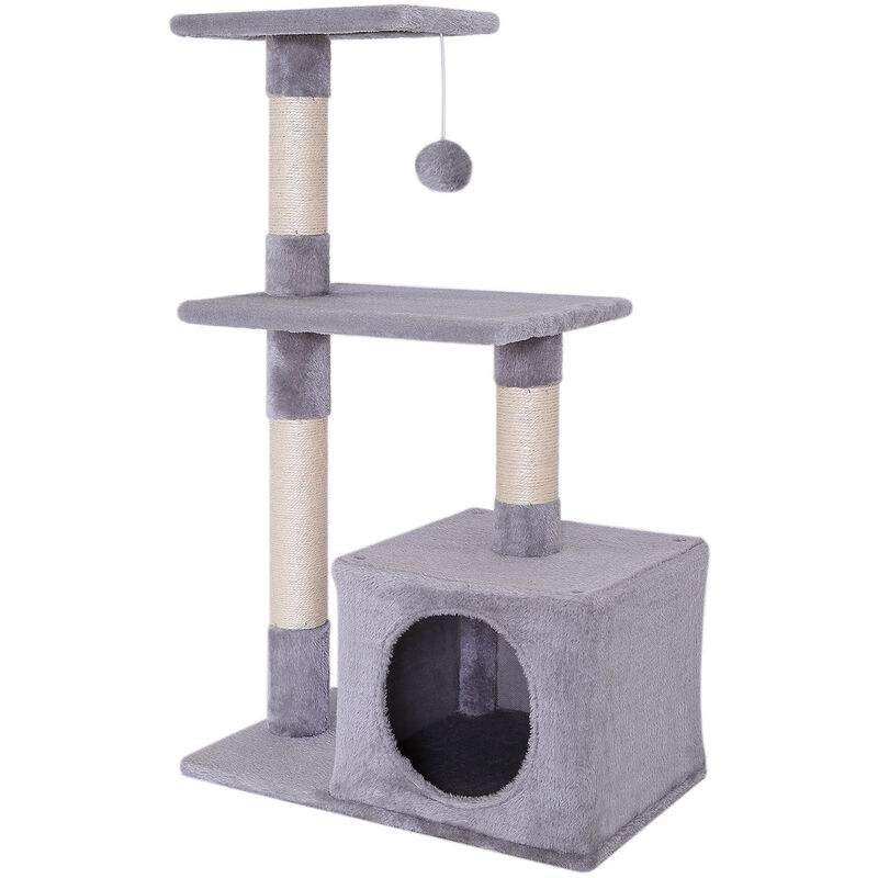 Dibea - lionto Kratzbaum Kletterbaum Katzenkratzbaum Katzenbaum Höhe 85 cm Hellgrau