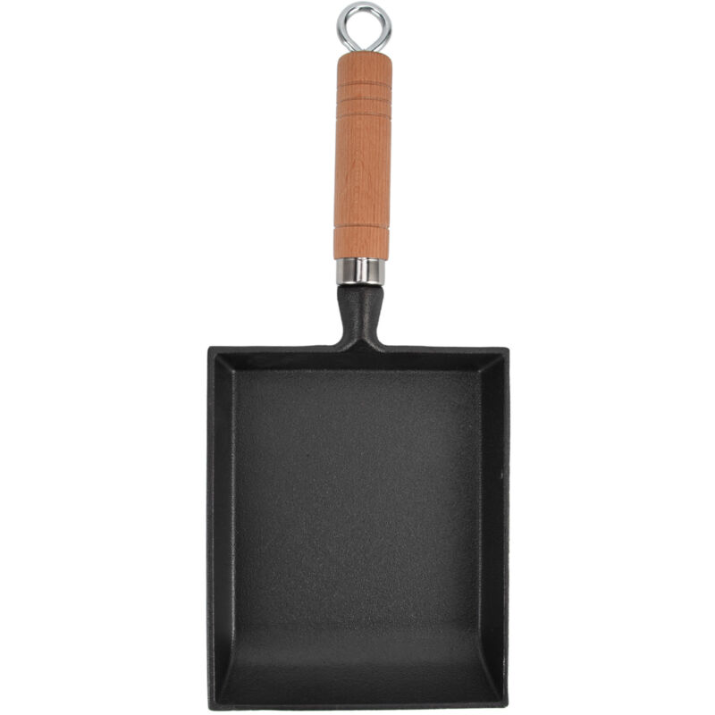 Dicke gusseiserne 15,5 cm Pfanne mit flachem Boden, Crêpe-Pfanne mit Holzgriff für die Küche