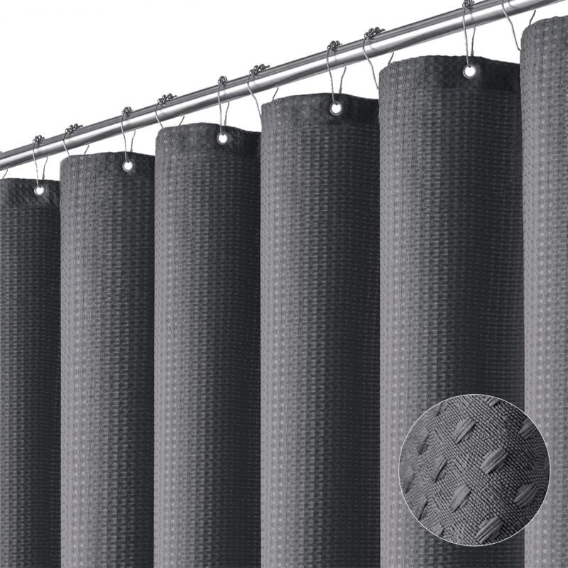 Dicker Duschvorhang aus Stoff, luxuriöser Duschvorhang fürs Badezimmer, 1,5 m x 1,8 m, grau