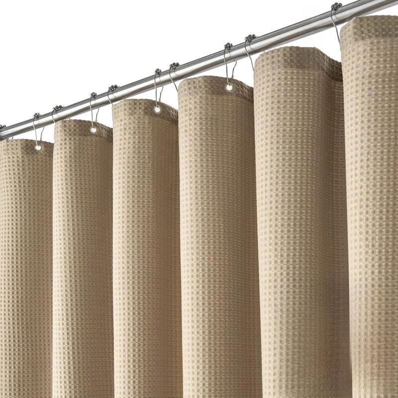 Dicker Duschvorhang aus Stoff, luxuriöser Duschvorhang fürs Badezimmer, 1,5 m x 1,8 m, Khaki